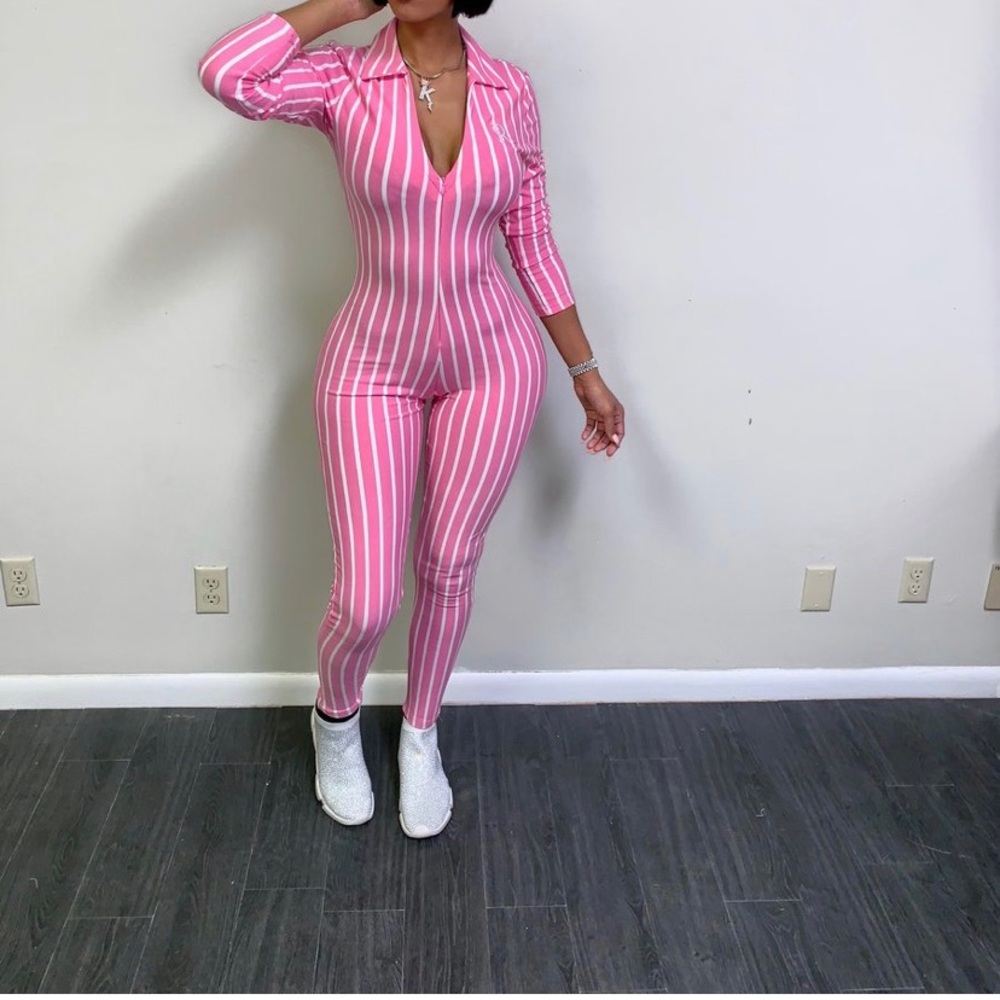 GSUWOO PinStriped BodySuit